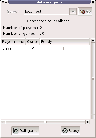 Network game dialog